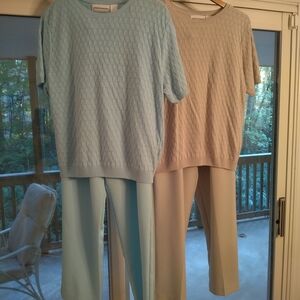 (2) Women's 2 Pc Waffle Knit Sweater & Pant Set By ALFRED DUNNER